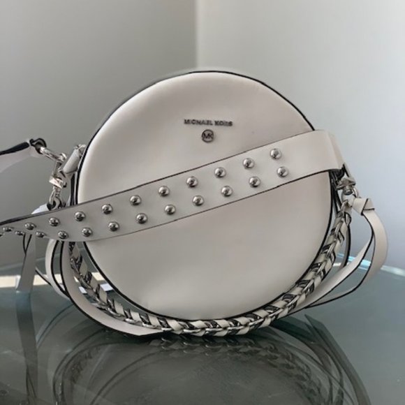 michael kors delancey medium studded leather canteen crossbody bag